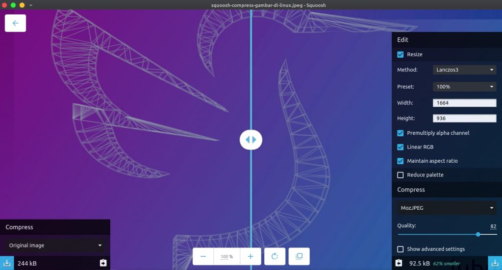 Squoosh Compress Gambar / Foto di Linux