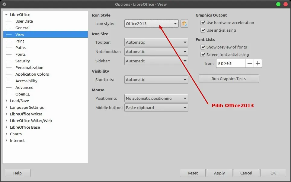 Install icon microsoft office pada libreoffice Install icon microsoft office pada libreoffice