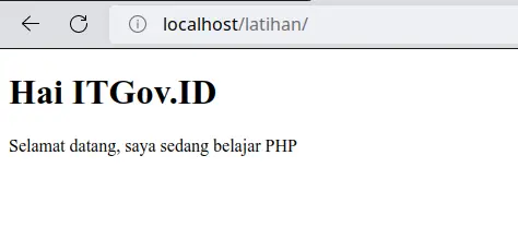 Hasil memanggil localhost/latihan