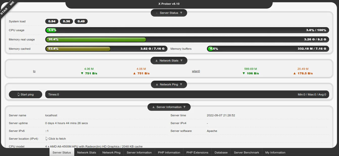 Probe LAMP atau ringkasan spesifikasi LAMP yang diinstal sebagai fasilitas LAMP Teddysun Probe LAMP atau ringkasan spesifikasi LAMP yang diinstal sebagai fasilitas LAMP Teddysun